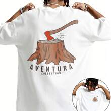 180g Cotton Print Tree With Axe And Trunk AVENTURA COLLECTION White T-Shirt Summer Outdoor Camping Adventure - White - View 1