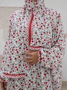Sultan Women's Comfortable Breathable Lace Long Prayer Robe Fashion Print Dress White - White - View 7