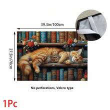 1pc, Home Decor, Cat Pattern Printed Table Skirt, Kitchen Small Curtain, Kitchen Cabinet Cover, With Curtain Holes, Easy To Hang, Rectangular, Machine Woven, Machine Washable, Kitchen Decoration And Accessories, Perfect For Kitchen Cabinets And Home Decor - Multicolor - View 18