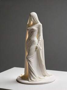 1pc - 3D Mysterious Mask Sculpture - Made From PLA Material 3D Printed. This Sculpture Is Perfect For Placing On Desks, Wine Cabinets, Dining Tables And Entryways, Making It An Ideal Home Decor Choice. Halloween Decoration, Eerie Bride Ornament - Mysterious Masked Lady Figurine - View 3