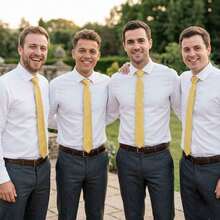 Set Of 3 Light Gray Ties For Groomsmen, Weddings, And Events - Yellow - View 2