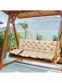 Waterproof Garden Bench And Swing Cushion Set 150x60x50 Cm With 2 Small Cushions Beige - one-size - View 8