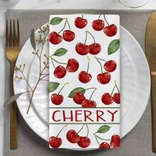 2 Packs Cherry Kitchen Towels, Gingham Check & All-Over Print. Absorbent, Quick-Dry, Lint-Free Polyester Microfiber, Machine Washable. Great For Cleaning, Drying Dishes & Summer Decor. - Multicolor - View 2