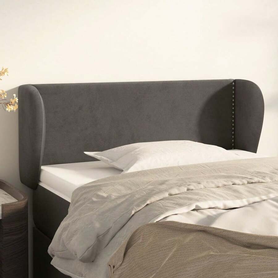 Kopfteil mit Ohren Dunkelgrau 103x23x78/88 cm Samt - Grau - Übersicht 1