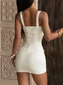 Women's Summer White Lace Fishbone Waist Dress, Suitable For Party, Gathering, Travel, Vacation, Beach - White - View 4