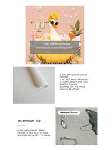 1pc Frameless Bathroom Wall Art Bathtub  Pattern Toilet Print Digital Download Poster Aesthetic Apartment Dorm Decor Back To School Funky Posters Dorm Essentials - Bathroom - View 9