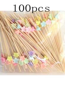 200 piezas/100 piezas/50 piezas/20 piezas/5 piezas Pinchos de bambú, aptos para barbacoas al aire libre, picnics, postres, hamburguesas, cócteles, fiestas, etc., cocina, regalo navideño, artículos escolares - Multicolor - Ver 12