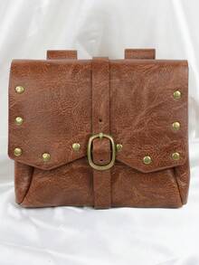 Vintage Medieval PU Leather Waist Bag, Steampunk Hanging Pouch, Outdoor Belt-Style Coin Storage Bag,Halloween - A - View 5