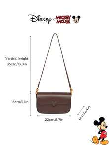 Disney 聯名時尚 PU 小方格鏈條斜挎肩背包 女款 棕色 小號 - 彩色 - 查看 10