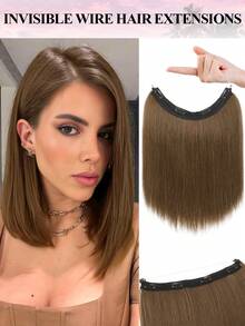 12 Inch Short Straight Hair Invisible Mesh Hair Extensions For Women, Synthetic Hair Pieces With Thin Soft Lace Mesh And Invisible Hair Clips - Multicolor - View 16