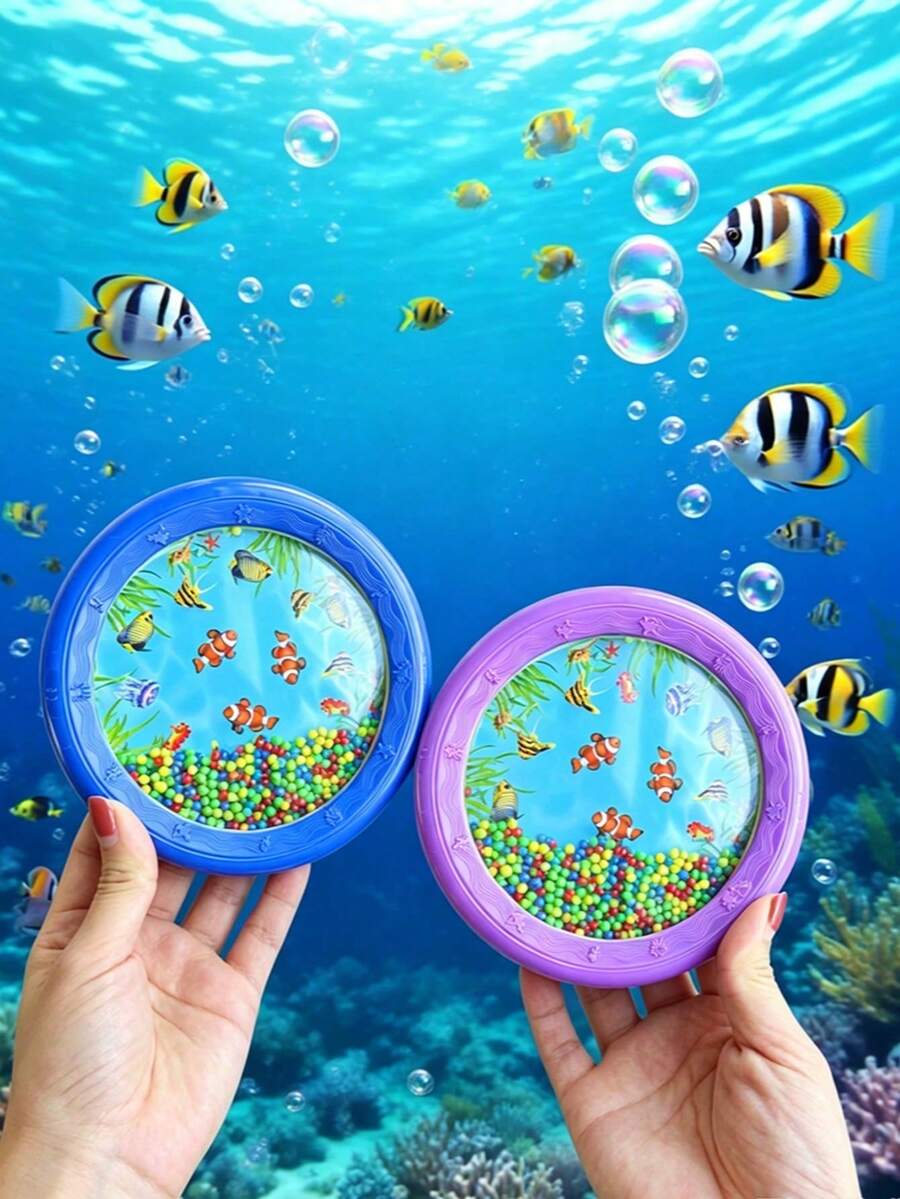 1pc Wave Drum, Instrument Simulating Wave Sounds, Stage Performance Percussion Instrument, Durable Plastic, Vivid Marine Life Design, Suitable For Relaxation And Concentration - Multicolor - View 1