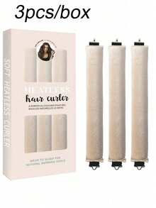 5件/4件/3件/1件髮型造型套組 + 睡眠帽盒，免加熱捲髮棒，方便使用，捲髮工具，橡皮筋捲髮器，髮飾配件 - 杏色 - 查看 10