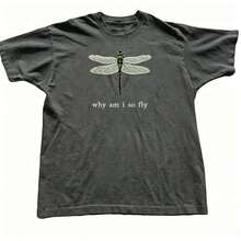 100% Cotton Geographic Inspired Dragonfly Graphic T Shirt For Men And Women |  Exquisite Design |  Loose And Comfortable | Shirts Y2k - 深灰色 - 查看 11