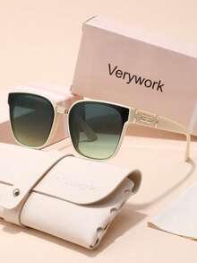 Visivana 1pc Verywork Classic Gradient Fashion Glasses, Elegant & Sophisticated Designer Eyewear For Women, Includes Storage Case & Cleaning Cloth Elegent Modern - Multicolor - View 9