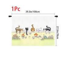 1pc, Home Decor, Cat Pattern Printed Table Skirt, Kitchen Small Curtain, Kitchen Cabinet Cover, With Curtain Holes, Easy To Hang, Rectangular, Machine Woven, Machine Washable, Kitchen Decoration And Accessories, Perfect For Kitchen Cabinets And Home Decor - Multicolor - View 18