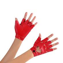 1 Pair Women's Multi-Color Hollow Rivet Non-Slip Breathable Short PU Punk Half Finger Gloves, Suitable For Stage Performance, Street Dance, Motorcycle Riding,Travel,Festival,Party,Camping - Multicolor - View 17