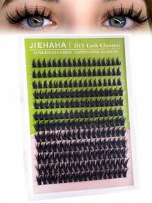 216片裝單簇假睫毛睫毛書冊裝，DIY居家接睫毛簇狀假睫毛，自然款與濃密款對比，韓系美杜莎天使款，D捲度可重複使用，新手入門易佩戴套裝，適合日常、節日與表演場合 - C - 查看 3