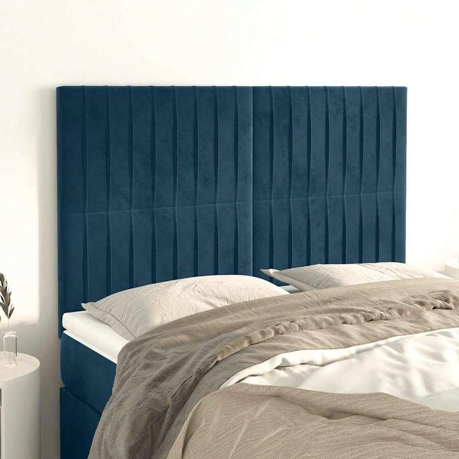 Kopfteil Dunkelblau 144x5x118/128 cm Samt - Blau - Übersicht 1