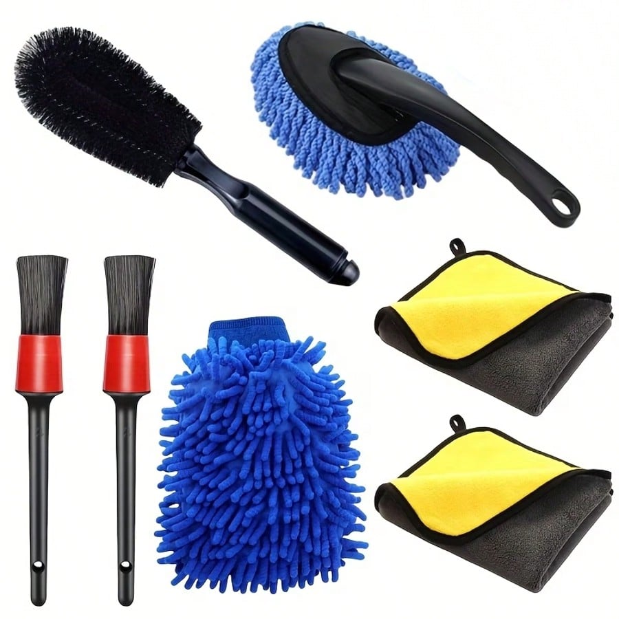 Juego de herramientas de belleza para detallado de coche 7/6/3 piezas, juego de herramientas de limpieza de coche, cepillo de herramienta interior, ki