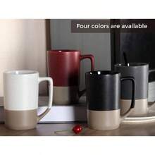 - Taza de caf de 16 onzas, combinacin de dos colores, taza de t de cermica con con moteado blanco para hombres y mujeres, restaurante, hogar, oficina, bebidas - Negro - Ver 6