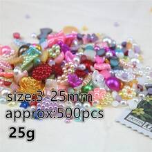 25g de accesorios decorativos de imitación de flores/corazones/estrellas de perlas de colores mixtos con base plana, adecuados para decorar diademas, pinzas para el cabello, arte de uñas, material de producción DIY hecho a mano, paquete - Multicolor - Ver 9
