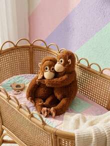 Muñeco de peluche suave de gorila, almohada de peluche de mono abrazable para decoración de dormitorio, sofá, regalo - Café integral - Ver 1