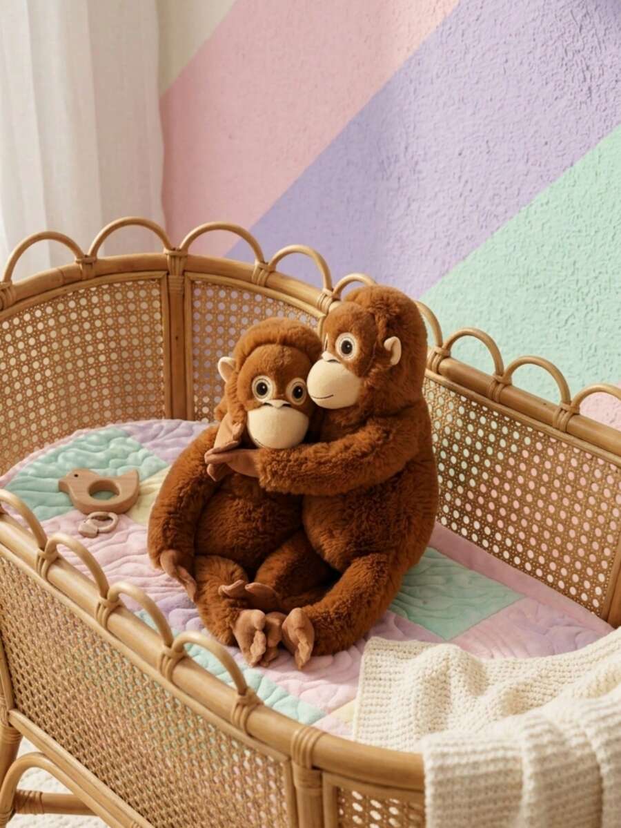 Muñeco de peluche suave de gorila, almohada de peluche de mono abrazable para decoración de dormitorio, sofá, regalo - Café integral - Ver 1
