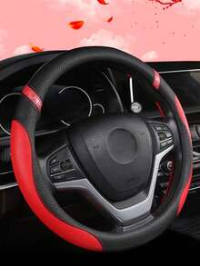 1Pc Leather Car Steering Wheel Cover, Non-Slip Car Wheel Cover Protector Breathable Microfiber Leather Universal Fit For Most Cars - A - View 5