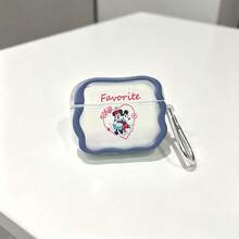 Disney Mickey & Minnie With Favorite & #Ship Text Print AirPods Case Cute Transparent Shockproof Shell With Keychain Compatible With AirPods 1/2/3/4 And Pro/Pro 2 Nd Generation Suitable For New AirPods Pro 3 Stocking Stuffers The Girlfriend. - Transparent - View 5