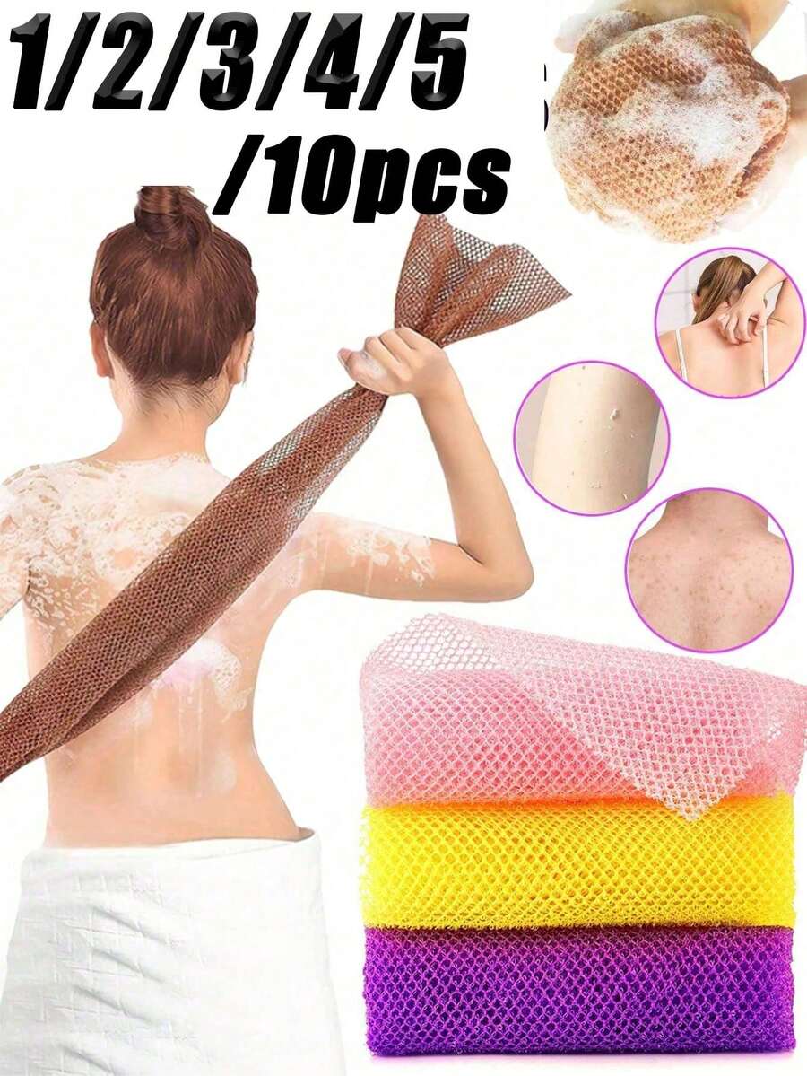 Set Handuk Mandi Eksfoliasi Jala Afrika 1/2/3/4/5/10pcs, Eksfoliasi Lembut & Kasar Dua Sisi, Eksfoliasi Tubuh Efektif, Handuk Penggosok Punggung untuk Kamar Mandi, Bahan Jala Premium, Desain Tali yang Praktis, Handuk Mandi Motif Bunga, Spons Tubuh, Menutrisi Kulit, Cocok untuk Penggunaan Sehari-hari