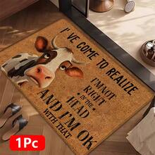 1pc, Home Decor, Funny Cow Pattern Print, Linen Kitchen Rug, Kitchen Mat, Floor Mat, Bathroom Mat, Door Mat, 3D Print Rectangular, Suitable For Living Room, Bedroom, Hallway, Bathroom, Laundry Room - Polyester Rug, Suitable For Indoor And Outdoor Home Decor - Multicolor - View 12