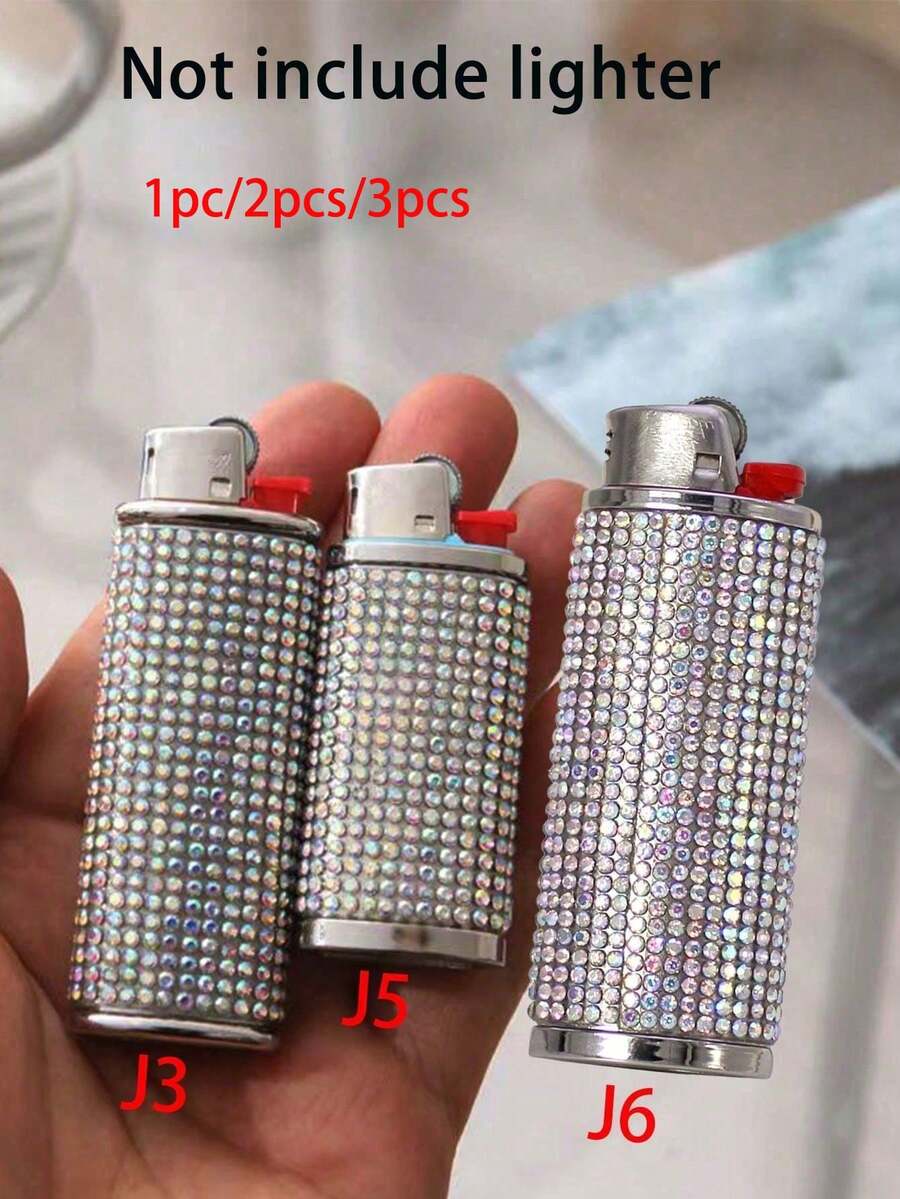 1pc /2pcs/3pcs Fashionable And Cute Lighter Box For BIC Full Size Lighter J3/J5/J6, A Favorite Little Gift For Girls, Christmas Gift.,Portable Men's Metal Full Diamond Movement Case Shell Lighter Shell,Multiple Sizes Available - Multicolor - View 1