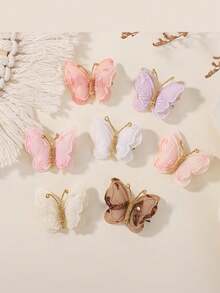 4 piezas Accesorios para el cabello de mariposa Primavera/Verano - Pinzas de mariposa de organza vintage & Juego de accesorios para el cabello de mariposa - Multicolor - Ver 4