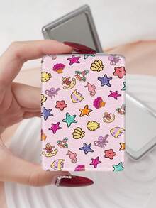 1PC Cartoon Graffiti Series Portable Vanity Mirror, Foldable Lightweight Ultra-Thin Convenient Hand Mirror, Durable PU Leather, Suitable For Multiple Scenes And All People, Rectangular Small Mirror, Pocket Mirror, Ocean Tropical Print Butterfly Pattern Design, Exquisite And Delicate, Foldable Structure, Durable And Reliable, Shockproof, Easy To Carry, Handheld Makeup Mirror, 180° Flip Cover, Multifunctional Mini Mirror - Multicolor - View 16