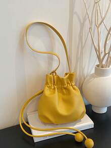 1pc This Stylish Solid-Color Bucket Bag, A Uniquely Designed Crossbody Bag, Is A Versatile Commuting Accessory And The Perfect Gift For Teenagers. - Multicolor - View 3