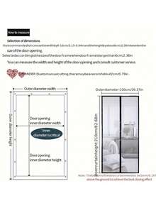1pc Magnetic Soft Mesh Door Curtain, Suitable For Doors And Windows, Magnetic Automatic Closing Mosquito Net Door, Breathable Invisible Mesh Screen To Block Mosquitoes And Dust, With Magnetic Fasteners For Easy Ventilation - Multicolor - View 7