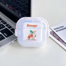 Peanuts Snoopy Cheers Cherry AirPods Pro Case Cute Retro Transparent Shockproof Shell With Rotating Bracket Compatible With AirPods 1/2/3/4 And Pro/Pro 2 Nd Generation Suitable For New AirPods Pro 3 Stocking Stuffers The Girlfriend. - Sil - View 4
