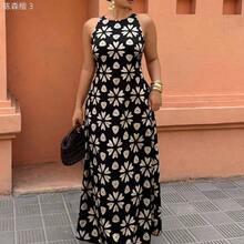 yonghongmaoyi1 Weeklong Vestido de sirena elegante sin mangas con estampado floral para mujer, vestido grácil para uso diario y vacaciones, adecuado para salir y citas - Multicolor - Ver 7