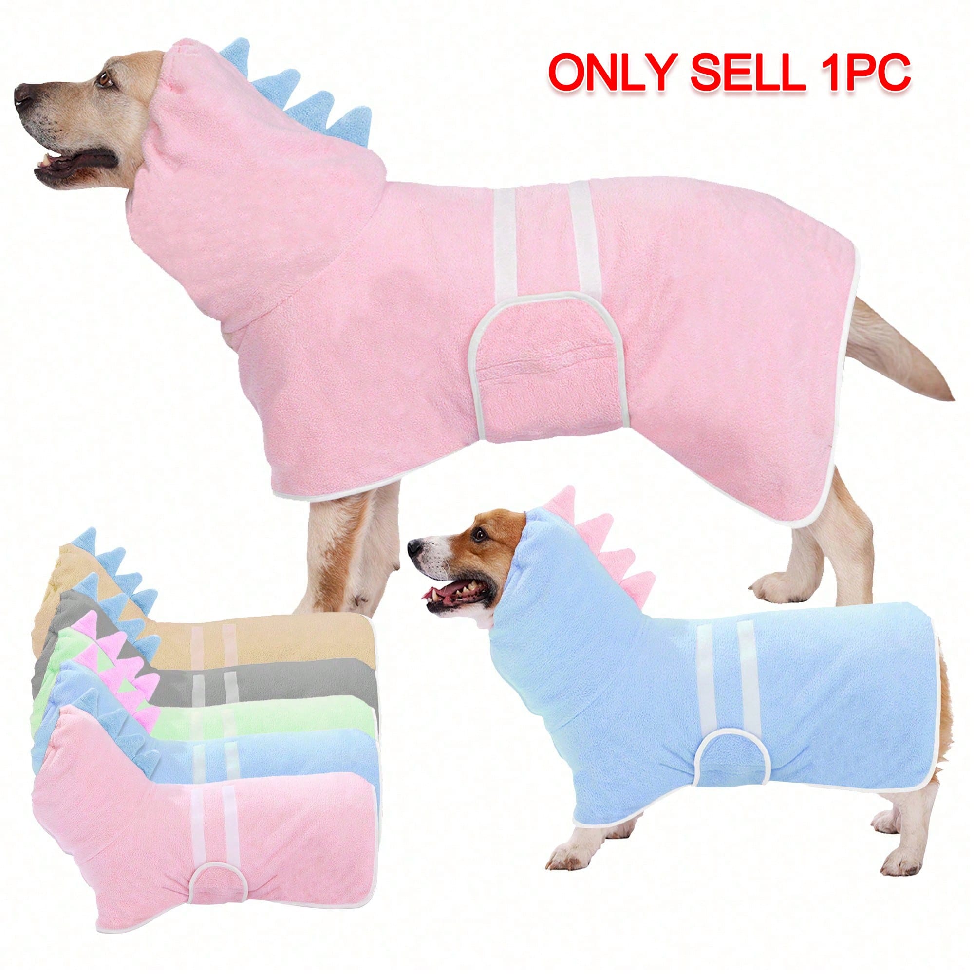 Pieza Bata de baño con diseño de dinosaurio lindo para mascotas, de secado rápido y súper absorbente, disponible en múltiples tallas para perros