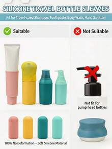 1 Set 8pcs Silicone Bottle Caps, Unisex Travel Storage Essential, Beach Vacation Essential, Travel Toiletry Accessories, Travel Toiletry Set, Cruise Travel Essential - View 5