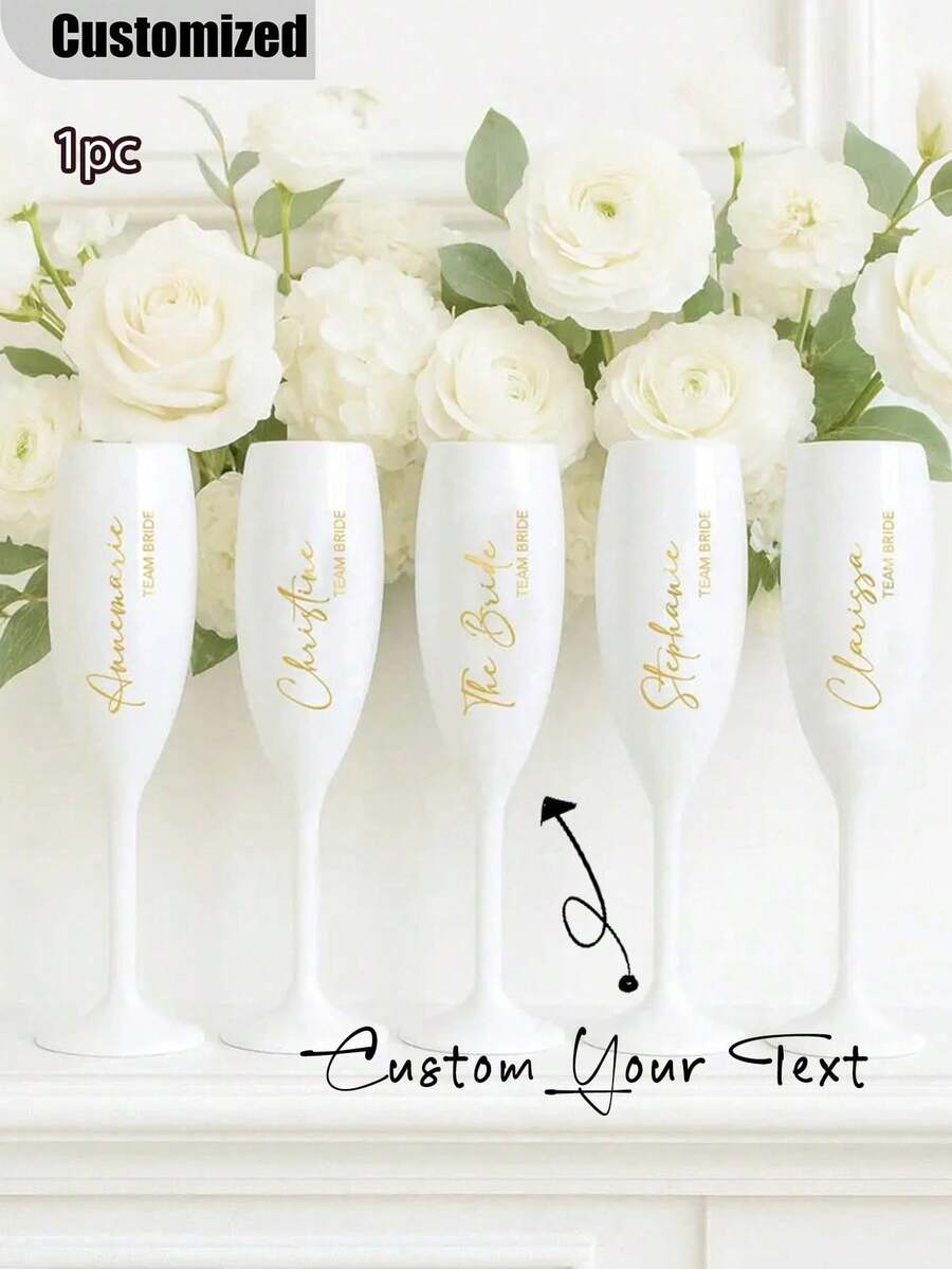 客製化壓克力紅酒杯 可印姓名與 Logo，塑膠香檳笛形杯，新娘派對伴娘單身派對杯，婚禮賓客裝飾禮品