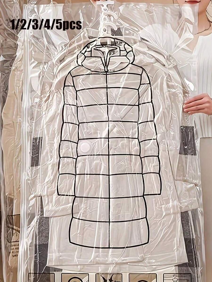 1/2/3/4/5pcs Storage Bags Large Capacity Compression Bags,Extra Large Vacuum Storage Bags, Thick Organizer Bags, Long Design, No Power Required, Protect Clothes And Save Space