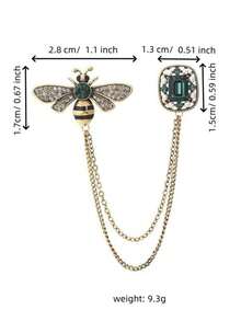 1pc High-End Luxury Baroque Green Tassel Chain Brooch, Vintage Palace Style Clothing Accessory, Elegant Fashion Pin For Holiday Dress - Multicolor - View 14