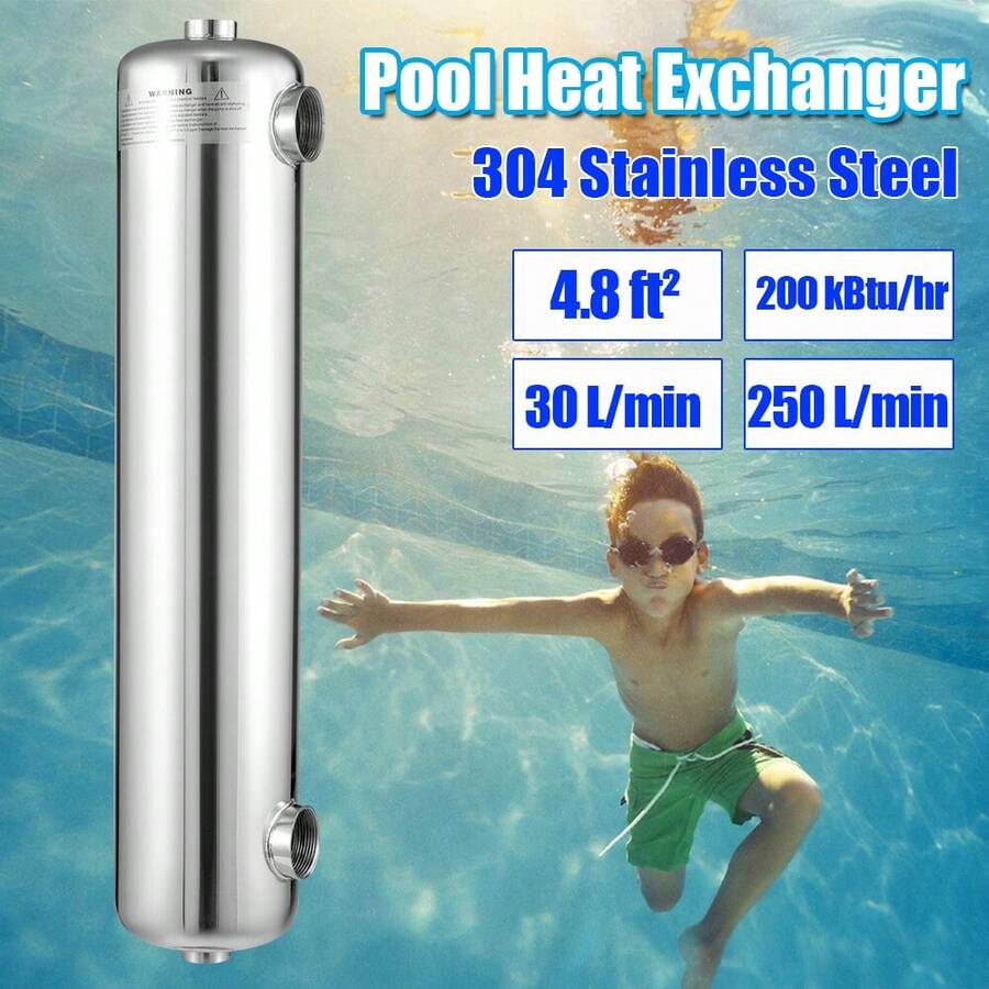 ZHFEISY Pool Heat Exchanger Tube 200K Same Side 1"+ 1 1/2"FPT FAST 304 Stainless Steel - default - View 1