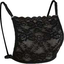 1pc Black And White Lace Trim Anti-Exposure Chest Insert Fake Collar, Adjustable Elastic Shoulder Straps Bra Cover - Multicolor - View 10