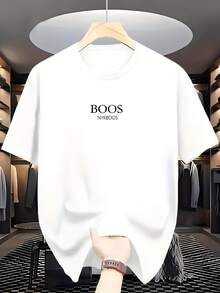 Camiseta de manga corta para hombre con estampado de letras - Negro - Ver 8