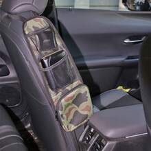 EIGIIS 1pc Oxford Cloth Grid Car Seat Back Storage Hanging Bag With Zipper And Elastic Straps, Suitable For Car, SUV And Truck Accessories - one-size - View 7