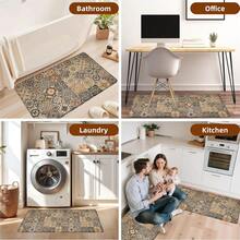 1pc Bohemian Style Linen Rubber Material Kitchen Rug, Bathroom Mat, Door Mat And 2D Printed Rectangular Rug, Suitable For Living Room, Bedroom, Hallway, Bathroom And Laundry Room, Ideal For Indoor And Outdoor Home Decor - Multicolor - View 10