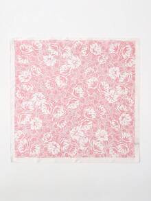 1pc Floral Print Casual Polyester Scarf, Suitable For All Seasons - Pink - View 3