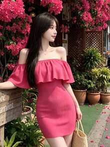Autumn And Winter New Style Hollow String Inner Dress Women's High-End Light Luxury Sexy Pure Bucket Desire Hot Girl Hip Cover Short Skirt - Pink - View 8